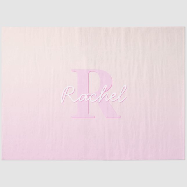 Cute Customisable Monogram | Peach & Pink Ombre Tissue Paper (Front)