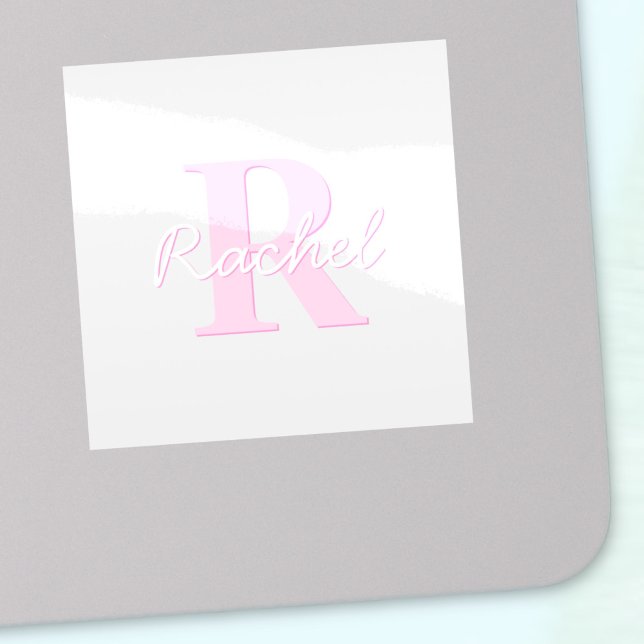 Cute Customisable Monogram | Pink Ombre & Grey (Creator Uploaded)
