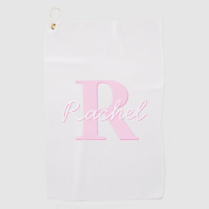 Cute Customisable Monogram   Pink Ombre & Grey Golf Towel