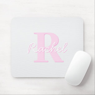 Cute Customisable Monogram   Pink Ombre & Grey Mouse Pad