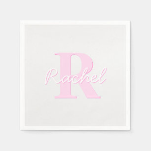Cute Customisable Monogram   Pink Ombre & Grey Napkin