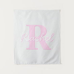 Cute Customisable Monogram   Pink Ombre & Grey Tapestry
