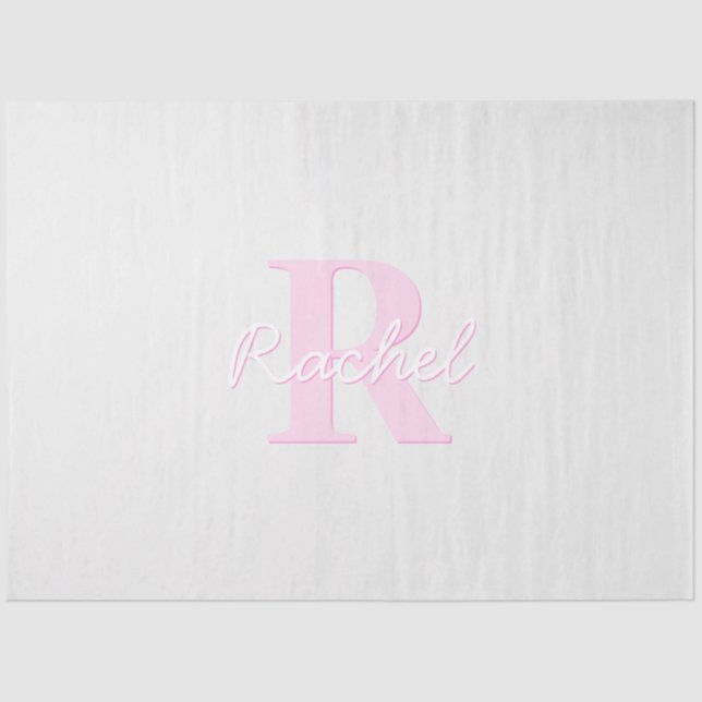 Cute Customisable Monogram | Pink Ombre & Grey Tissue Paper (Front)