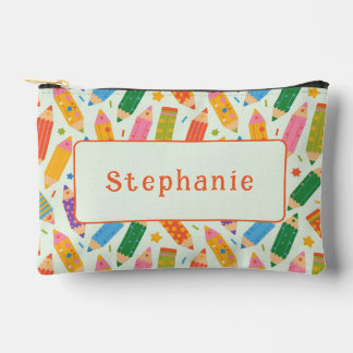 Cute Customisable Pencil Print Accessory Pouch