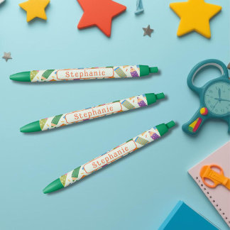 Cute Customisable Pencil Print Black Ink Pen