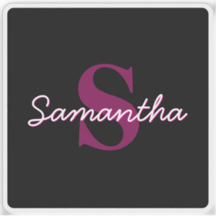 Cute Customisable Pink & Black Monogram Script