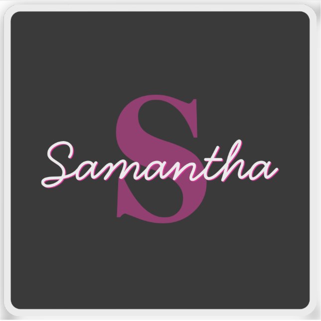 Cute Customisable Pink & Black Monogram Script (Front)