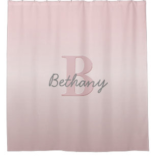 Cute Customisable Pink Monogram & Your Name Script Shower Curtain