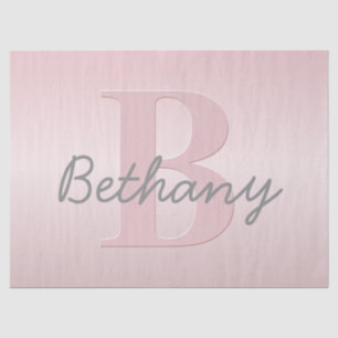 Cute Customisable Pink Monogram & Your Name Script Tissue Paper
