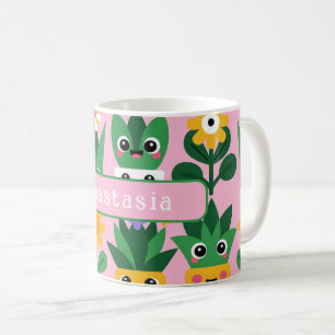 Cute Customisable Pot Plant Print Coffee Mug