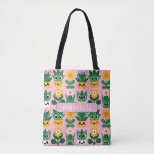Cute Customisable Pot Plant Print Tote Bag