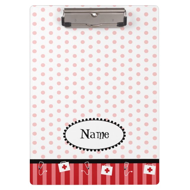 Cute, customisable, red, medical clipboard (Front)