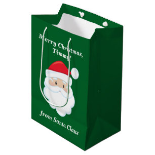 Cute Customisable Santa Claus Green Christmas Medium Gift Bag