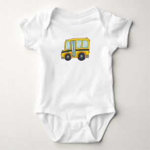Cute Customisable School Bus Baby Bodysuit