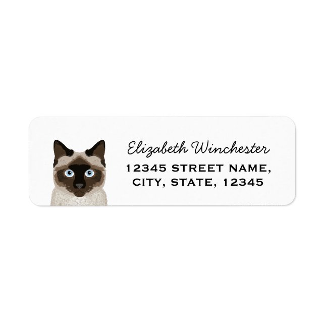 Cute customisable siamese cat return address label (Front)
