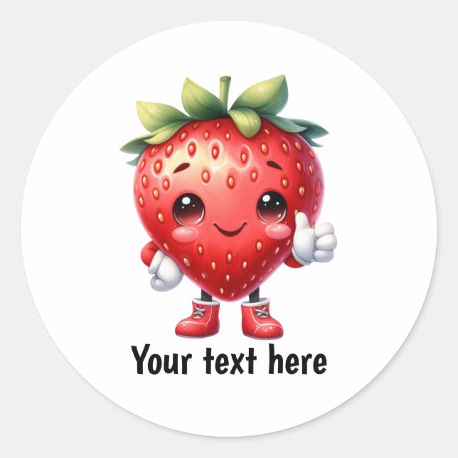 Cute customisable strawberry fruit  classic round sticker (Front)