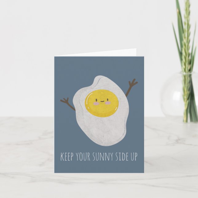 Cute Customisable Sunny Side Up Note Card (Front)