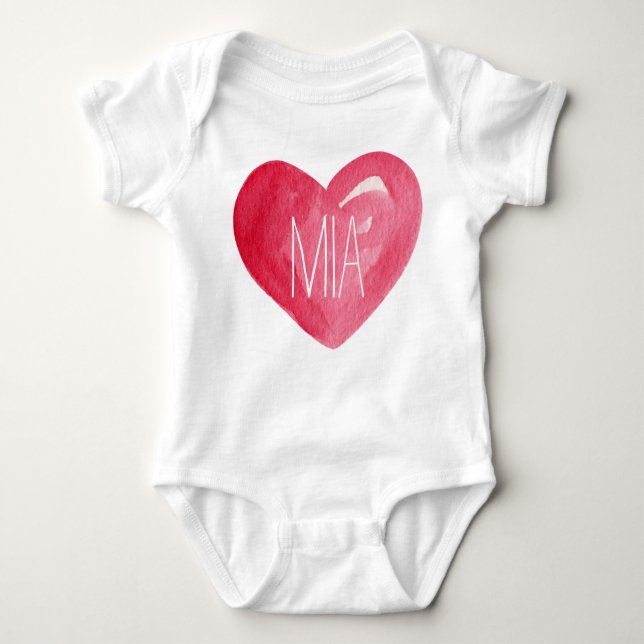 Cute Customise Baby Name Heart Baby Bodysuit (Front)
