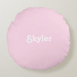 "cute" customise change name light pink round cushion