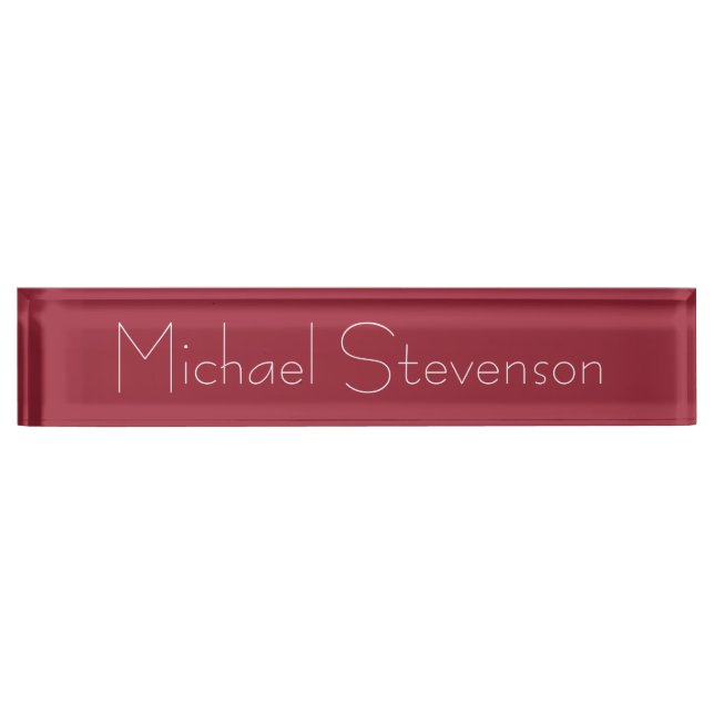 Cute Customise Text Modern Red Business Nameplate (Front)