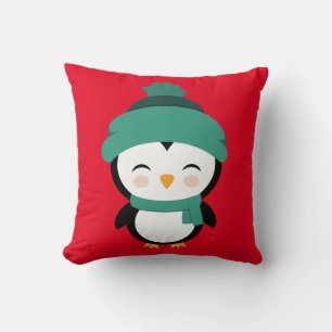 Cute Customised Christmas Penguin Kids Cushion