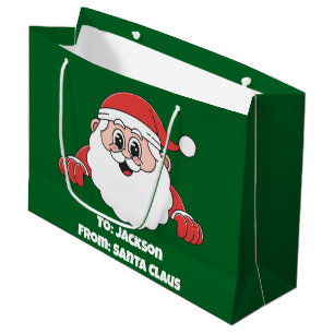 Cute Customised From Santa Claus Green Large Gift Bag