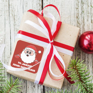 Cute Customised Red From Santa Claus Square Sticker