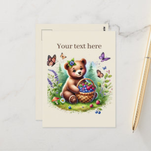 Cute customizable animal lovers bear postcard