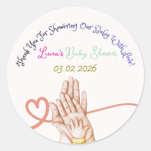 Cute Customizable Baby Shower Sticker  Family Love