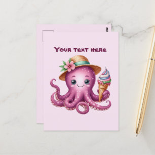 Cute customizable beach octopus  postcard