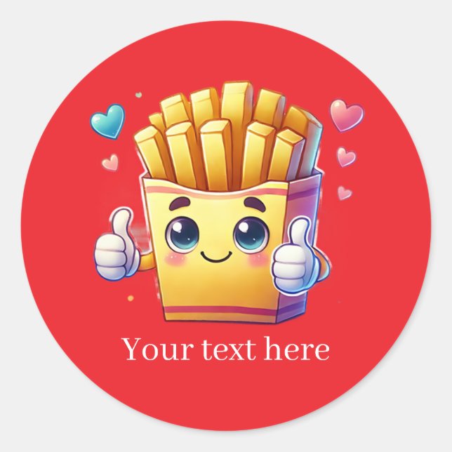 Cute customizable business French fries Classic Round Sticker (Front)