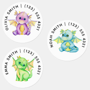 Cute Customizable Dragon Kid's Labels 