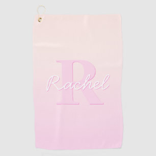 Cute Customizable Monogram   Peach & Pink Ombre Golf Towel