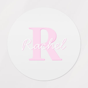 Cute Customizable Monogram Pink Ombre & Gray