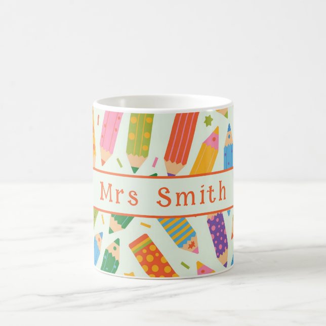 Cute Customizable Pencil Print Coffee Mug (Center)