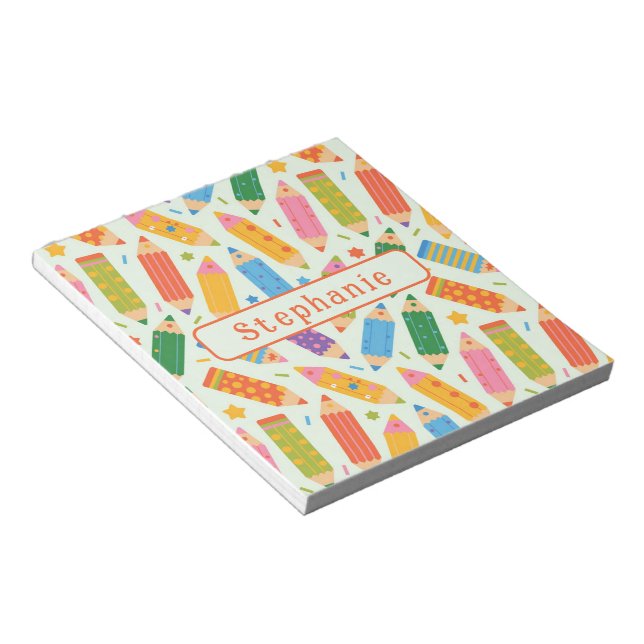 Cute Customizable Pencil Print Notepad (Angled)