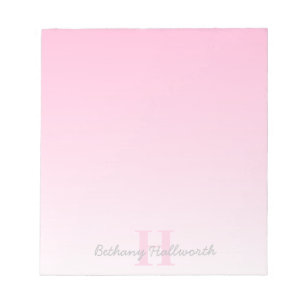 Cute Customizable Pink Monogram & Your Name Script Notepad