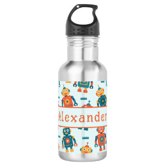 Cute Customizable Robot Print 532 Ml Water Bottle