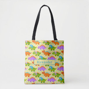 Cute CustomizableDinsosaur Print Tote Bag
