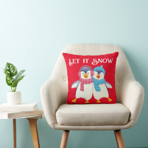 Cute Customized Christmas Twin Penguin Kids Cushion