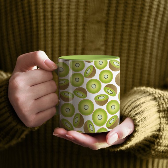 Cute Cut Kiwi Pattern Mug (Kiwi Pattern Lime Green Mug)