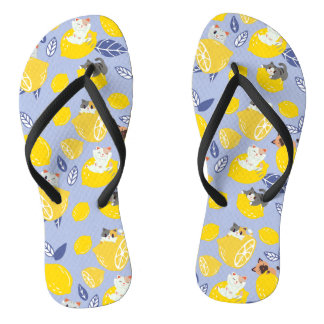 Cute Cut Lemons And Cats Jandals