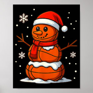 Cute Cute Basketball Snowman Christmas Design Poster