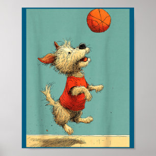 Cute Cute Dog Sports Funny Basketball Poster