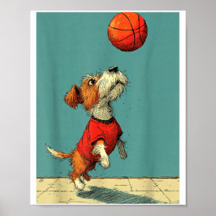 Cute Cute Dog Sports Funny Basketball Poster