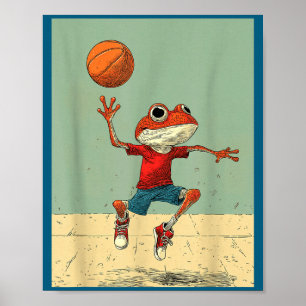 Cute Cute Frog Animal Funny Basketball Poster