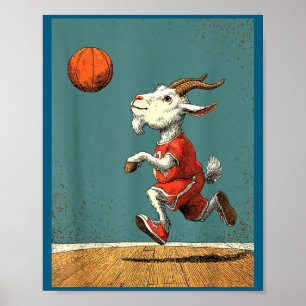 Cute Cute Goat Animal Funny Basketball Poster
