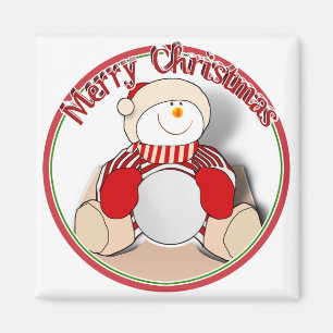 Cute Cutout Snowman - Merry Christmas Magnet
