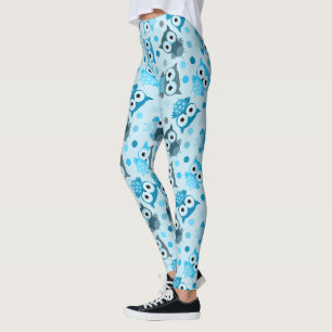 Cute cyan colourful owl pattern leggings