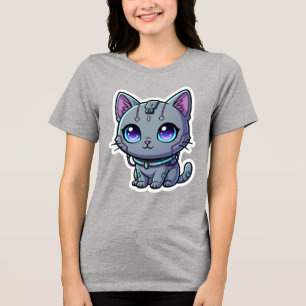 Cute Cyberpunk Cat Neon Style T-Shirt Tri-Blend Shirt